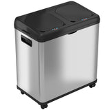 16 Gallon Stainless Steel Combo Sensor Recycle and Trash Can