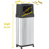 24 Gallon Dual Push Door Rectangular Stainless Steel Trash Can with AbsorbX Odor Control and Wheels