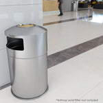 50 Gallon Indoor Dual Side-Entry Stainless Steel Round Trash Can with Removable Ashtray