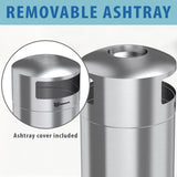 50 Gallon Indoor Dual Side-Entry Stainless Steel Round Trash Can with Removable Ashtray