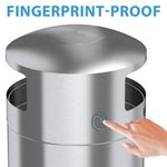 50 Gallon Indoor Dual Side-Entry Stainless Steel Round Trash Can with Removable Ashtray