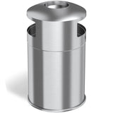 50 Gallon Indoor Dual Side-Entry Stainless Steel Round Trash Can with Removable Ashtray