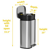 8 Gallon Stainless Steel Soft Step  with Plastic Liner