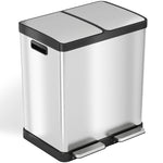 16 Gallon Stainless Steel Combination Recycle and Step Trash Can