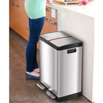 16 Gallon Stainless Steel Combination Recycle and Step Trash Can